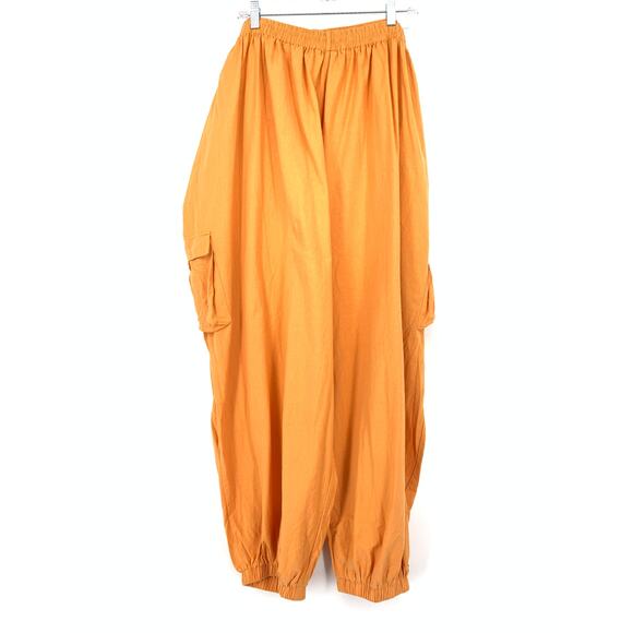 Lucy & Yak Larson Joggers Rumi Trousers Womens Plus Sz 24 Orange Cotton Linen - Picture 1 of 8